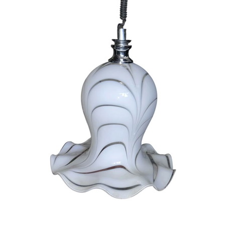 Vintage opaline glass ceiling light 60s like new, Murano style Ø38
