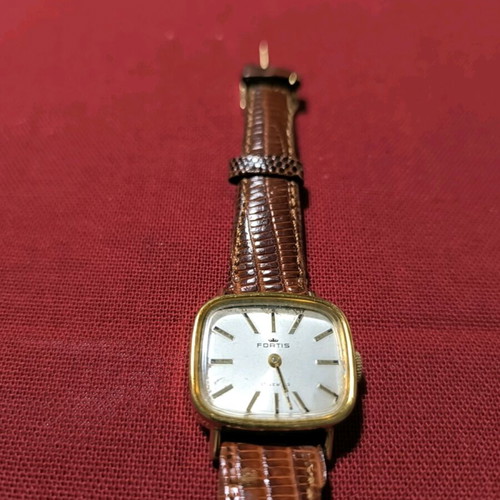 Fortis women's watch used, rectangular shape, leather strap
