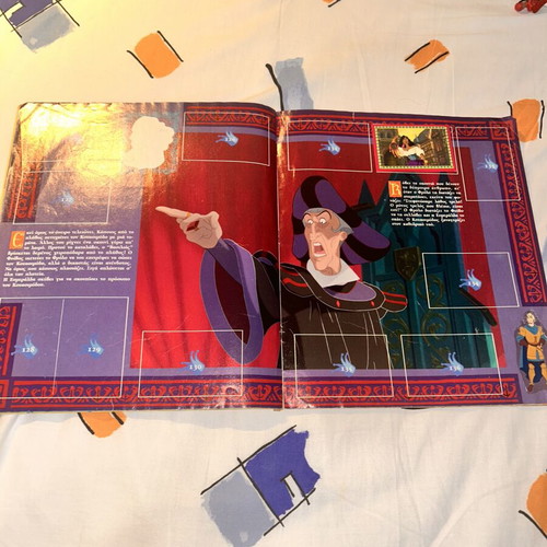 The Hunchback of Notre Dame Panini Disney album used, 20 stickers attached