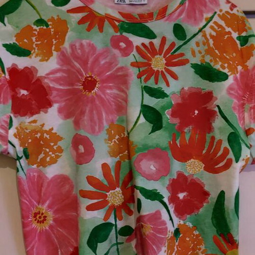 Zara colorful cotton blouse used, relaxed fit
