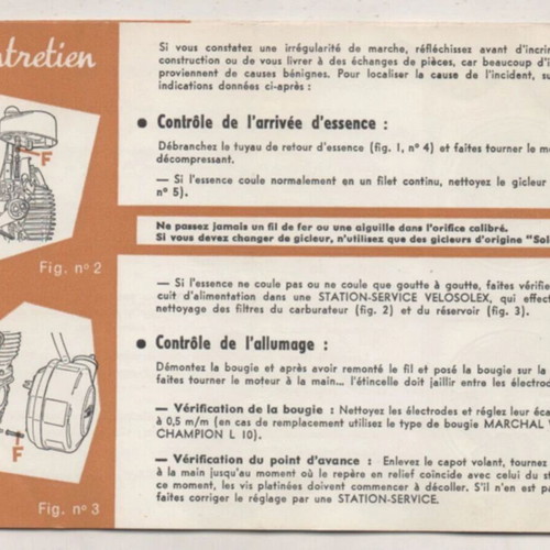 Velosolex Bicycle 'Use and Maintenance' French Brochure 1969 used