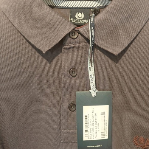 Ascot sport polo long sleeve new, grey-brown, size L