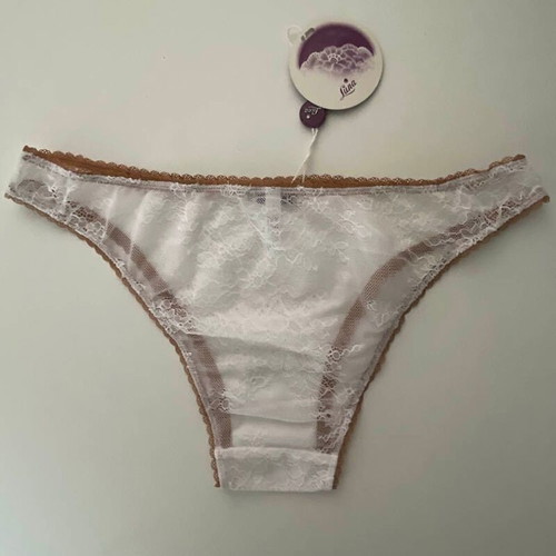 Luna Brazilian slip new, lace with beige elastic, Medium & Large
