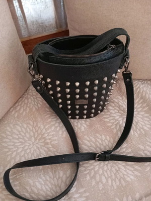 Кожена чанта през рамо Elena Athanasiou като нова, черна