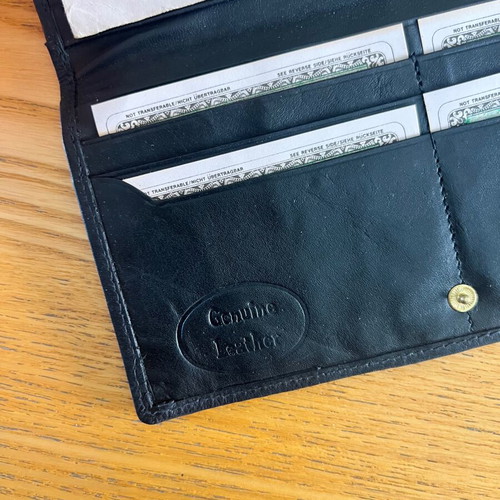 Vintage black leather wallet, genuine leather