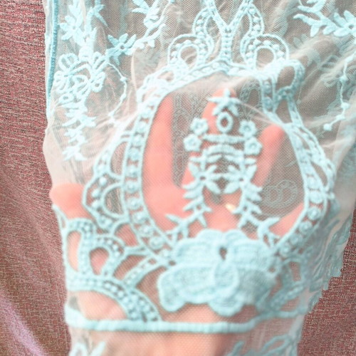 Summer lace blouse used, turquoise, size L-XL
