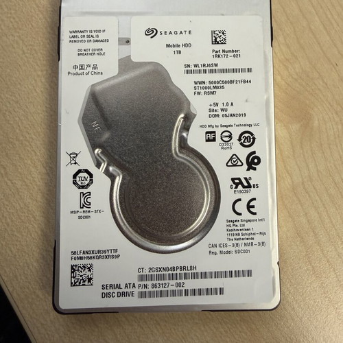 Seagate Mobile HDD 1TB 2.5" SATA III 5400rpm with 128MB Cache