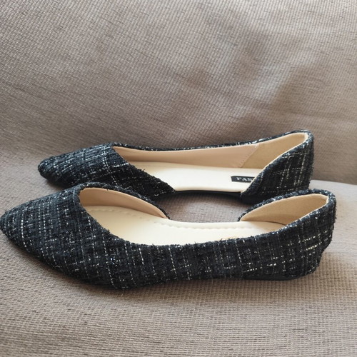 Ballerina shoes new tweed black with silver details size 39