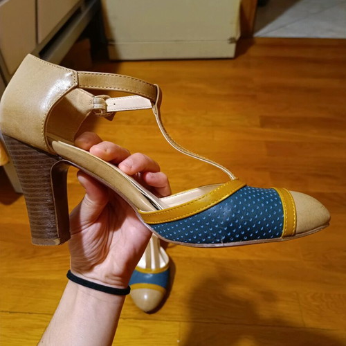 Italian handmade shoes used, size 38, blue and brown