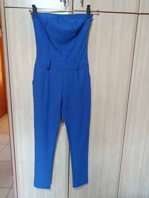 Made in Italy strapless jumpsuit blue, like new, size S