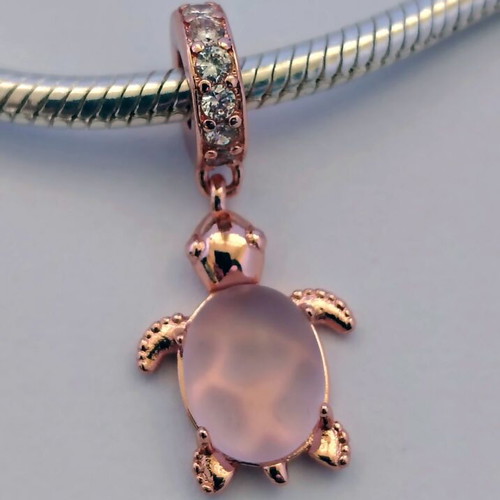 Charm pink sea turtle silver S925 with Murano new