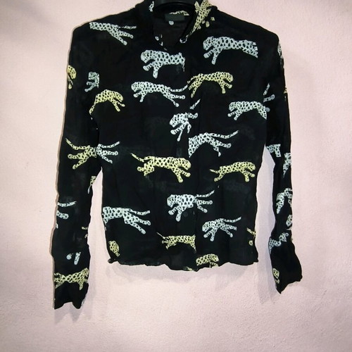 Rosso di Sera Y2K Leopard Print Shirt like new, black
