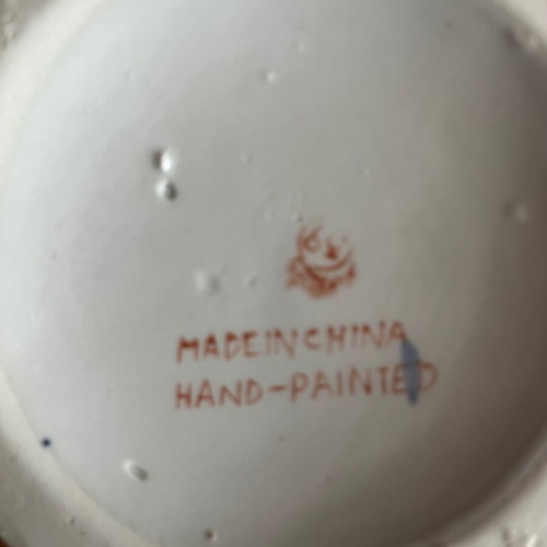 Chinese vase used 19th century hand-painted with birds and flowers
