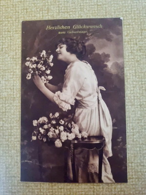 Vintage German greeting card 1918 used