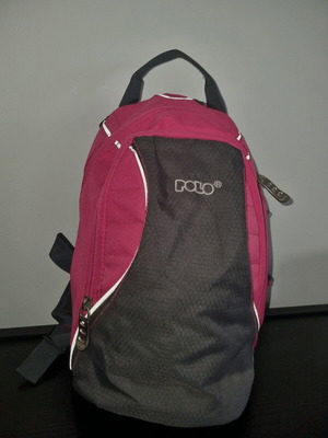 Backpack Polo μικρή τσάντα πλάτης σε άριστη κατάσταση, γκρι και ροζ