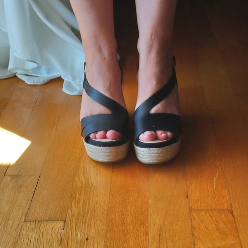 Platform sandal used, size 37, black