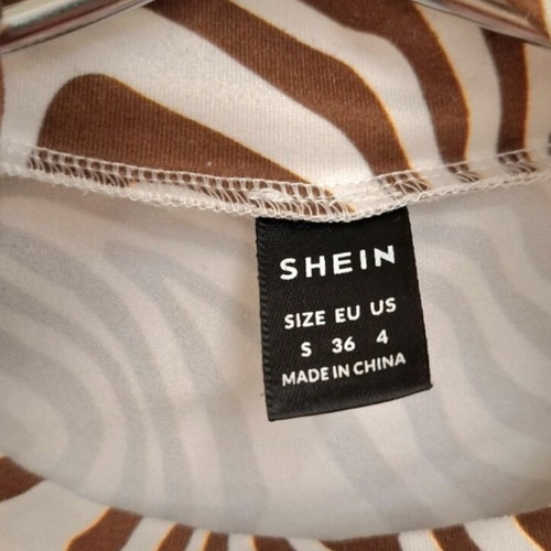 Shein women's fitted blouse new, brown and white, size S