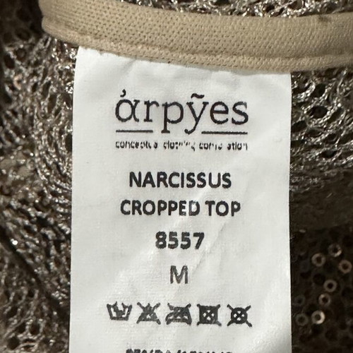 Arpyes gold sequin crop top, size M