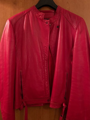 Leather jacket with Mao collar TZIVELIS red like new, size M