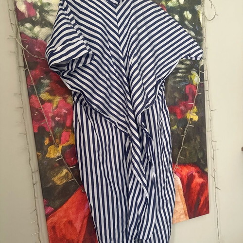 Adda lightweight striped dress like new, size M, white and blue