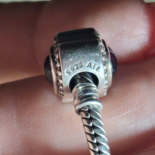 Pandora charm heart with blue crystal and zircon stones