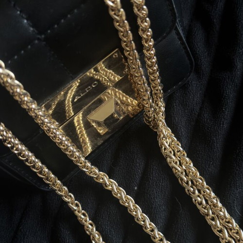 Aldo small black shoulder bag with gold chain used
