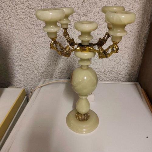 Marble candle holder like new with gold details