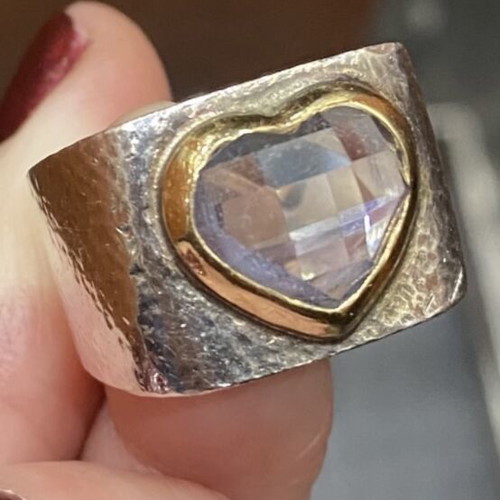 Zolotas Aquamarine Ring silver 925 & gold 24k, like new, size 54