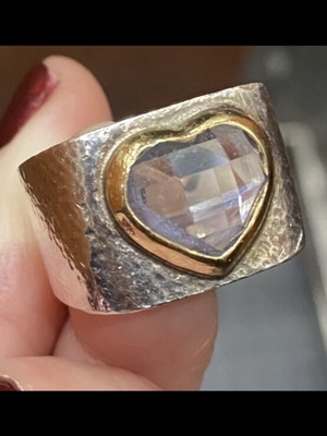 Zolotas Aquamarine Ring silver 925 & gold 24k, like new, size 54