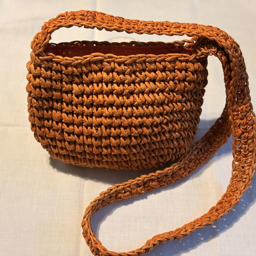 Hunter knitted shoulder bag used, orange, crossbody style
