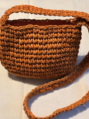 Hunter knitted shoulder bag used, orange, crossbody style