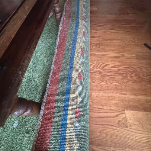 Nomadic style green wool rug 1.7x2.45 m