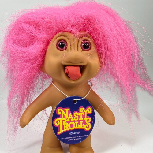 Vintage Wishnik Troll Nasty Trolls 10cm with Pink Hair 1991 like new