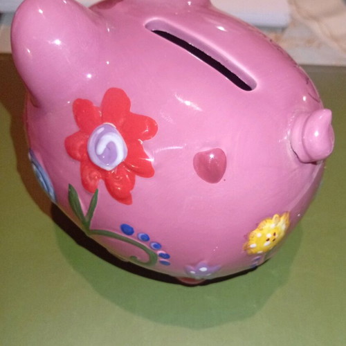 Pink ceramic piggy bank like new