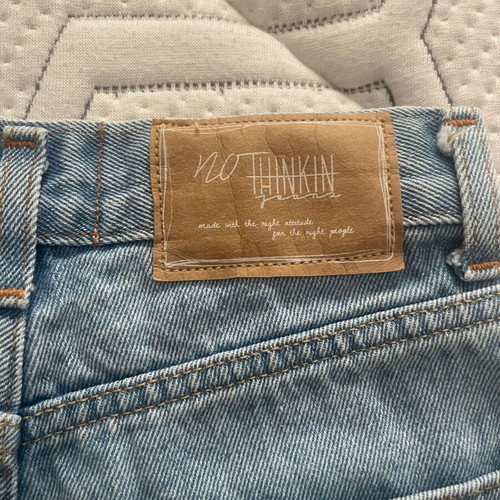 No Thinkin denim shorts like new, turquoise and blue, size XS