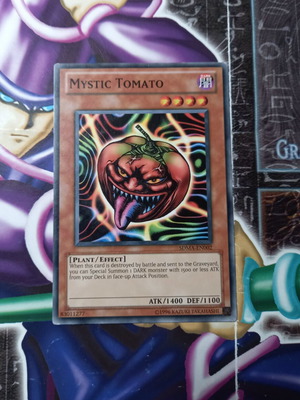 Mystic Tomato Yu-Gi-Oh! card near mint, authentic Konami