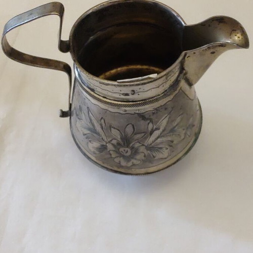 Silver Milk Jug Tsarist Era like new with hand-carved decoration