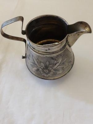 Silver Milk Jug Tsarist Era like new with hand-carved decoration