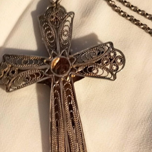 Silver cross 950 filigree vintage like new