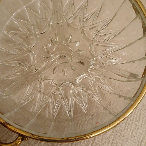 Vintage ornevier glass platter with 3 compartments