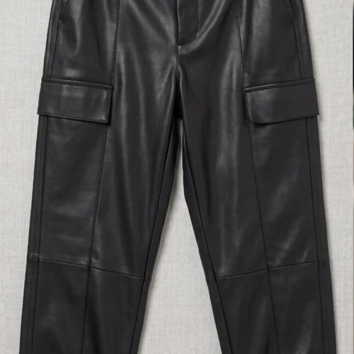 Bershka Synthetic Leather Jogger Cargo Pants New, Black, Size M