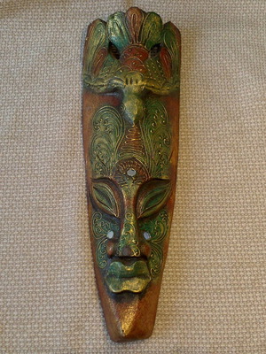 Woodcarved wall mask new, height 31cm