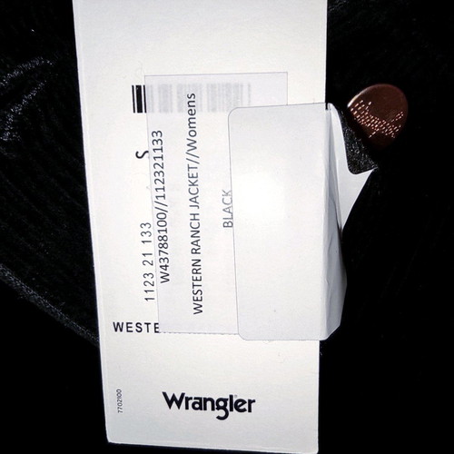 Wrangler Black Corduroy Jacket with Ecru Detachable Faux Fur Collar New Size S