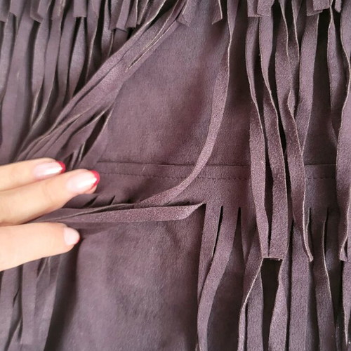 Black mini castor skirt with fringes Bershka Large like new