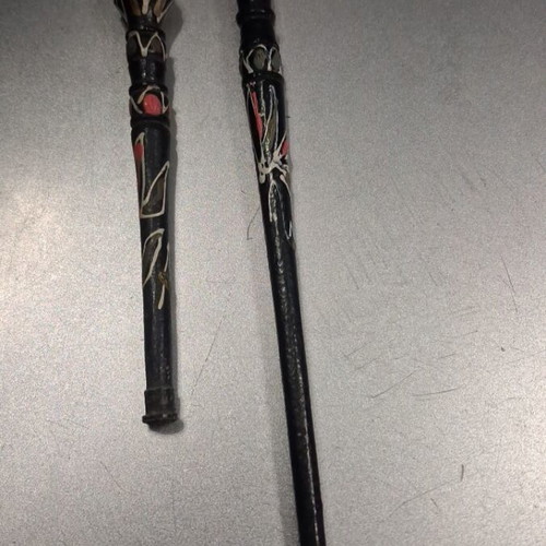 Long wooden cigarette holders handmade with painted decoration, like new