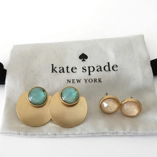 Kate Spade earrings like new with two different stones, gold tone