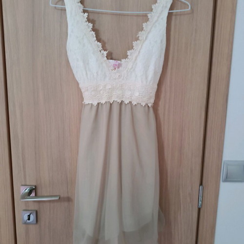 On Line dress size Small like new, beige - ecru with lace