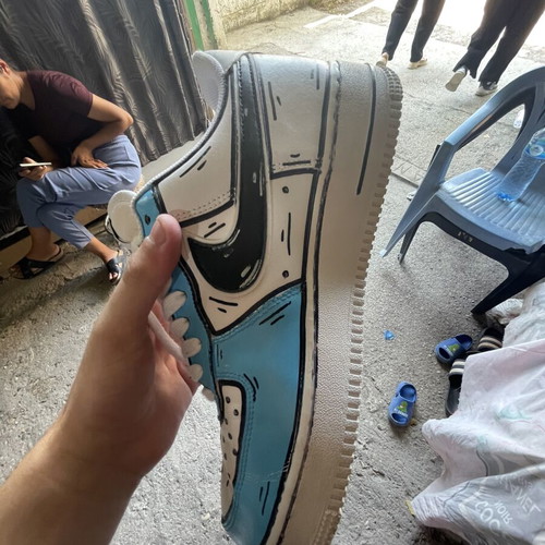 Nike Air Force 1 Low Custom Cartoon Blue/White size 44, like new