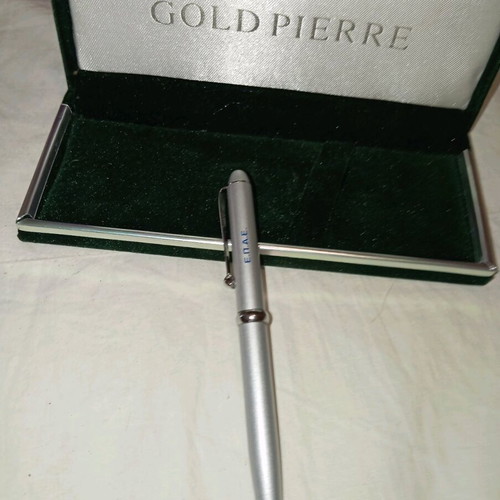 Gold Pierre collectible silver-plated pen new from 1979 with case