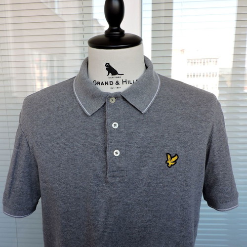 Lyle & Scott grey men's short sleeve polo shirt, size M